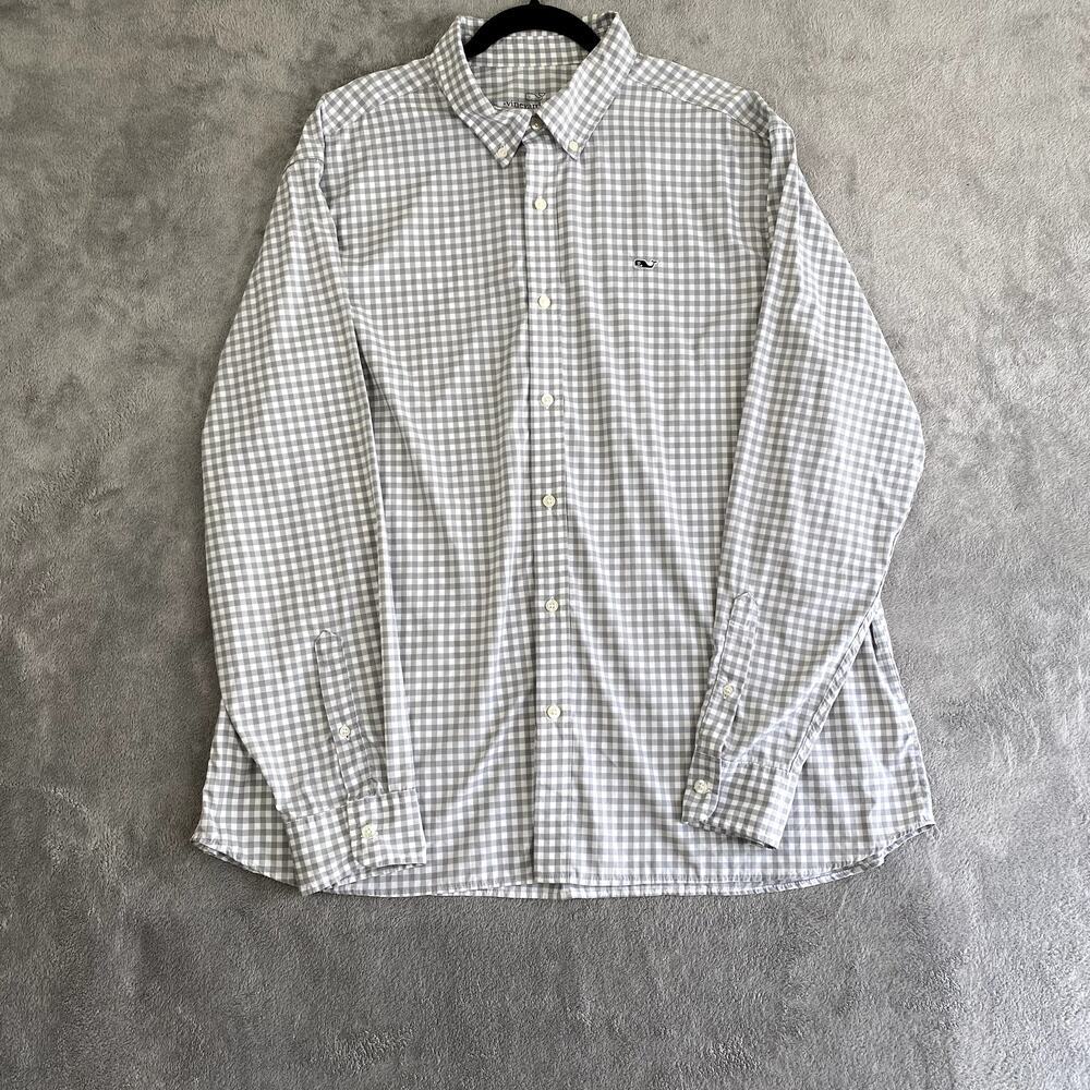 Vineyard‎ Vines Men’s XXL Plaid Whale Shirt Performance Classic Fit Button Up